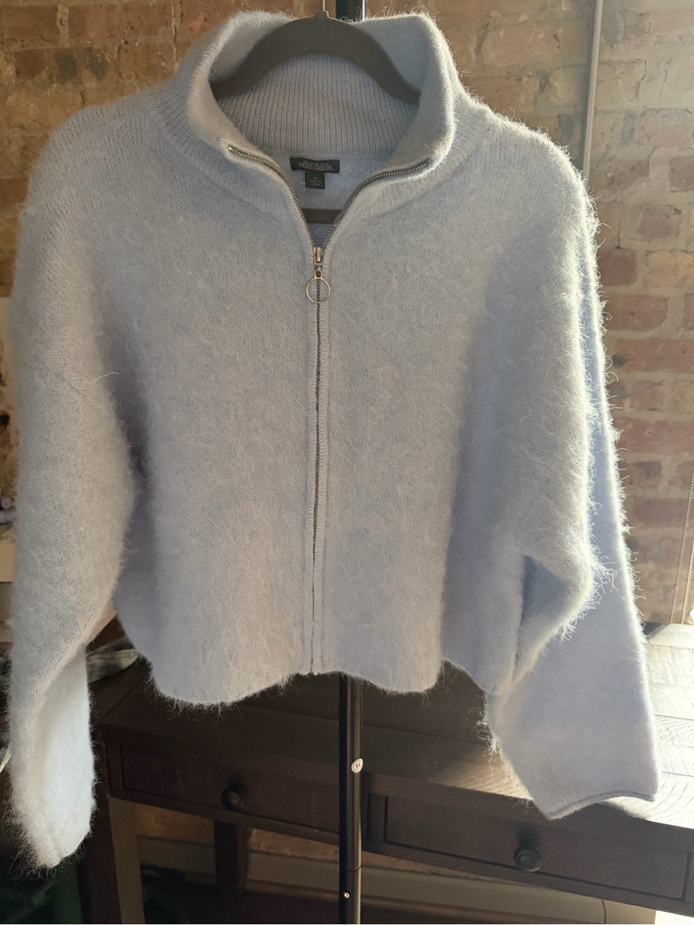 wild fable Light Blue Fuzzy Zip-Up Sweater XL nwt!